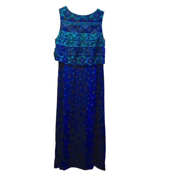 Vintage Betsy Lauren Tropical Print Maxi Dress size 12 - Picture 2 of 5